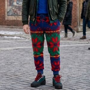 NWOT Polo Ralph Lauren L Eclectic Ski Resort Streetwear Fair Isle Fleece Joggers